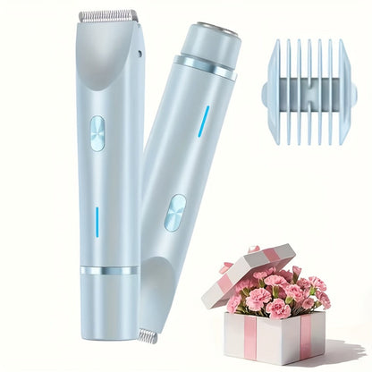 Electric Shaver 2-in-1 Bikini and Facial Razor with USB Rechargeable Power for Dry or Wet Use in Three Colors