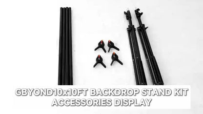 Backdrop Stand Kit 10x10ft Heavy Duty – 2 Adjustable Stands, 4 Crossbars, 4 Clamps & Carry Bag for Photo Studio, Video Shooting, Streaming & Party Decor