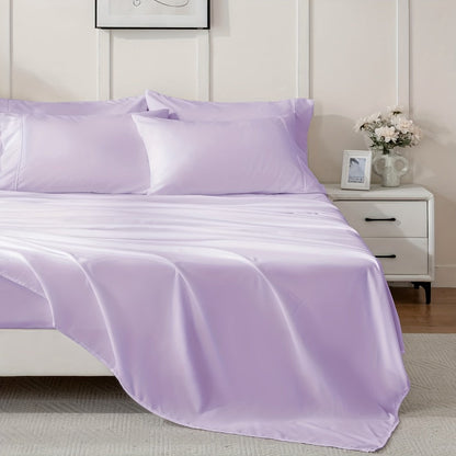 Bed Sheet Set 6-Piece Bamboo Fabric with 40–44 cm Pocket, Double-Stitched Edges and Seven Colors