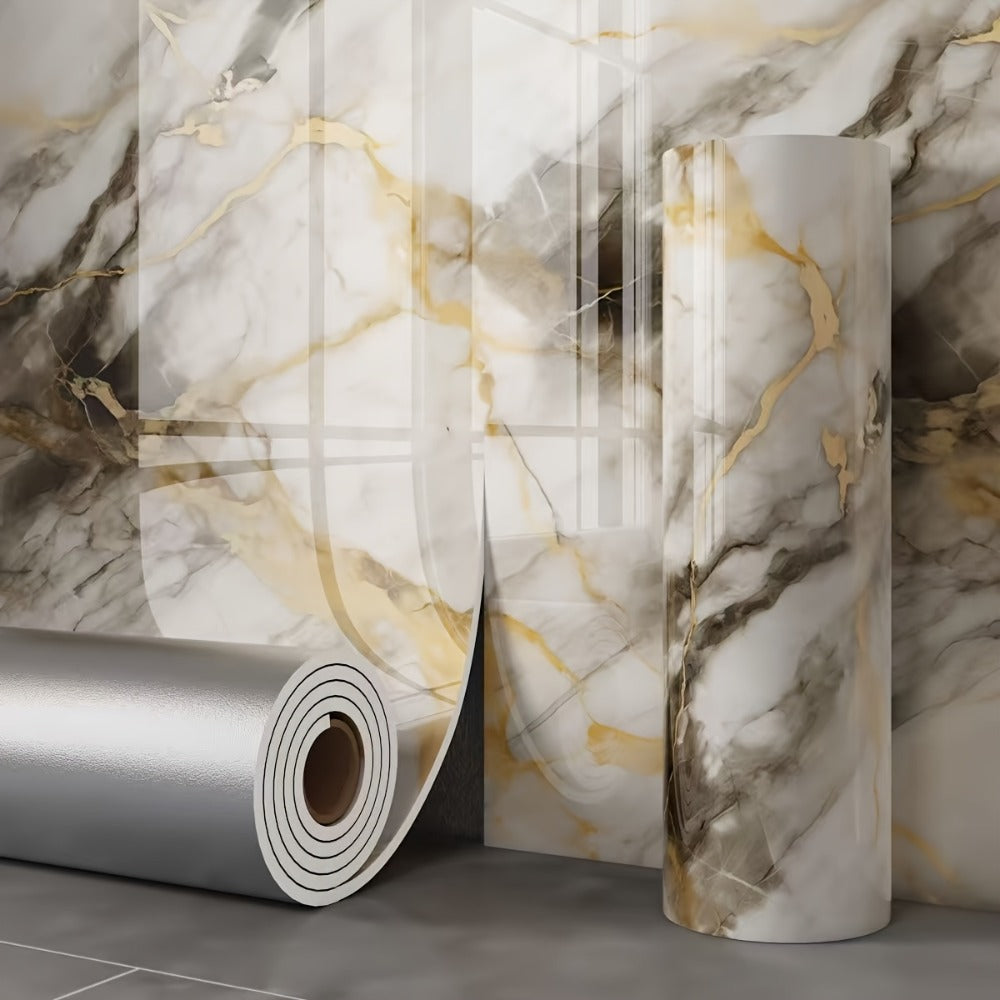 Marble-Look Peel-and-Stick Wall Covering in Four Patterns and Two Roll Lengths, 15.75 Inches Wide
