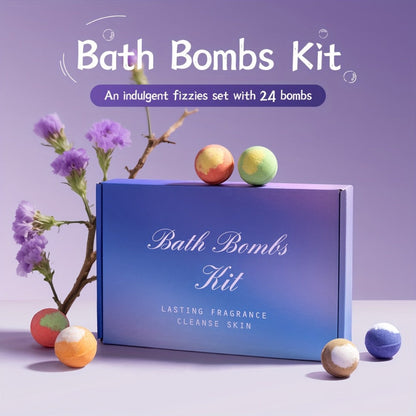 Bath Bombs Gift Set 24 Pack Handmade with Essential Oils - Luxury Bubble Bath Fizzes 20g Each, Moisturizing Spa Bombs for Women, Wife, Girlfriend, Birthday, Christmas & Anniversary Gift