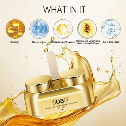 aoao Day and Night Eye Cream Two-Piece Set with Separate 18g Gold-Tone Cosmetic Jar Containers