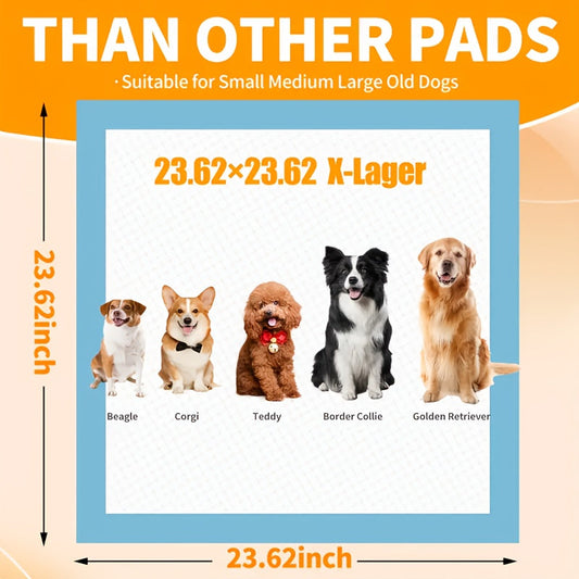 Disposable Dog Pads 24"x24" Bulk Pack - Super Absorbent Leak-Free Puppy Pee Pads with Odor Control for Indoor & Outdoor Use, 50 / 125 / 200 / 300 Count Options
