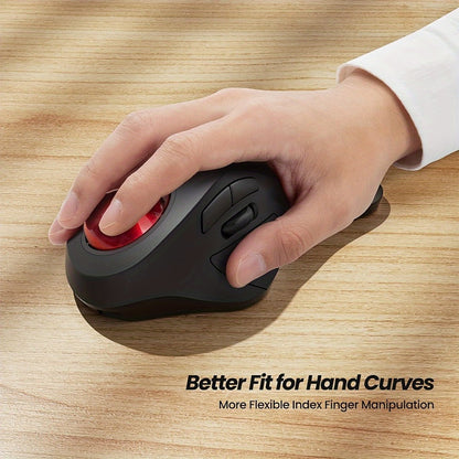 Wireless Ergonomic Trackball Mouse, Rechargeable Bluetooth & 2.4G, 44mm Index Finger Rollerball, 5 DPI Levels, 60-Day Battery, Compatible with PC, Laptop, Mac – Green/Black
