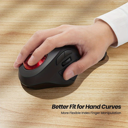 Wireless Ergonomic Trackball Mouse, Rechargeable Bluetooth & 2.4G, 44mm Index Finger Rollerball, 5 DPI Levels, 60-Day Battery, Compatible with PC, Laptop, Mac – Green/Black