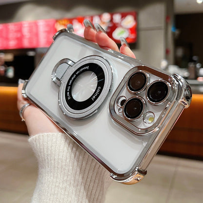 Kickstand MagSafe iPhone Case with Screen Protector 3-Piece Bundle – Plated Magnetic Stand Cover + 2 Tempered Glass Protectors for iPhone 16 15 14 13 12 11 Pro Max, Shockproof Wireless Charging