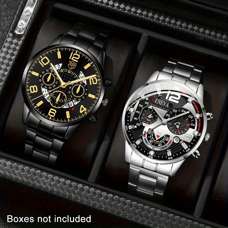 Men's Quartz Watch - 's Gift Set 2pcs Luxury Stainless Steel Watches Business Fashion Analog - product detail view 14