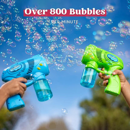 3-Pack Bubble Gun Blower with 3 Pre-Loaded Solution Refills – Hand-Powered, Color-Changing Bubbles, Ergonomic Grip, ASTM Safe, Kids Birthday Party Favor, Easter Egg Hunt, Summer Outdoor Indoor Play