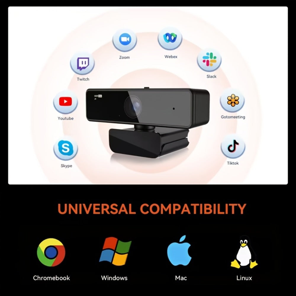 2K Webcam with Dual Microphone for PC Laptop, Nuroum V11 1440P HD USB Conference Camera, 360° Rotatable, Auto Light Correction, Privacy Cover, Works with Zoom Meet Teams Skype, Plug and Play