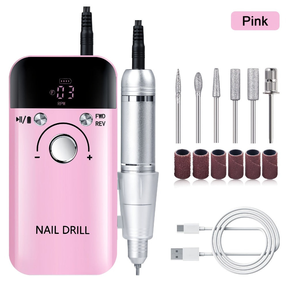 Electric Nail Drill 45000 RPM Rechargeable Kit with LCD, Forward Reverse and Four Color Options