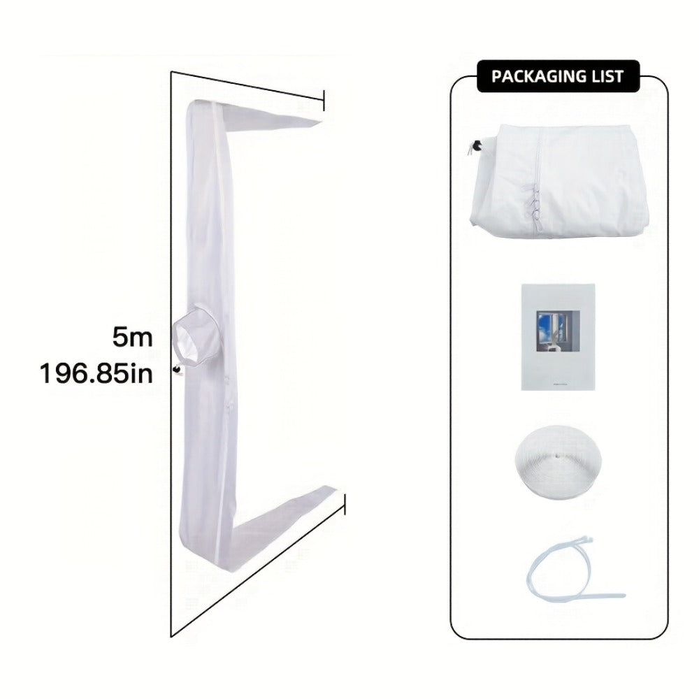 Portable AC Window Sealing Strip Universal | Adjustable Air Conditioner Exhaust Hose Seal Kit with Zipper & Adhesive | 4M 5M 220" 236" Sizes for All Portable Air Conditioners