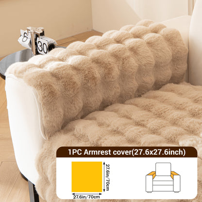 Sofa Cover Bubble Faux Rabbit Fur Panels with Silicone Non-Slip Backing for Seat, Armrest or Backrest