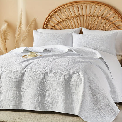 Coin-Pattern Quilt Set in Four Designs, Multiple Colors and Twin, Full-Queen or King-California King Sizes