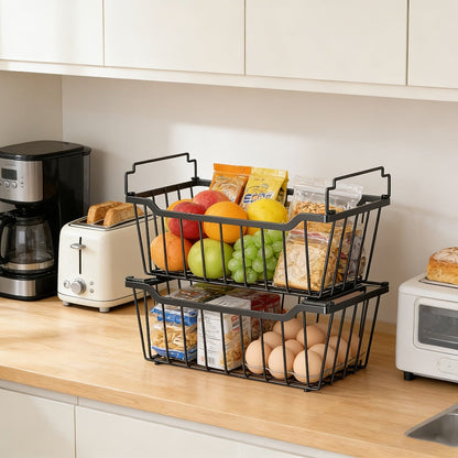 Freezer Organizer Bins Stackable with Foldable Handle - Chest Freezer Storage Baskets Rack, Space Saving Refrigerator Organizer Bins, 4 or 8 Pack