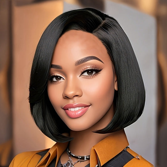Synthetic Wig 6-Inch Short Straight Style with Rose Net Cap in Six Brown-Black Color Codes