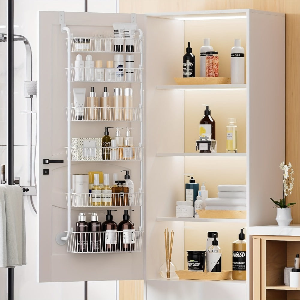 Over-the-Door Organizer Rack in 6- or 8-Tier Options with White or Black Frame Size Choices