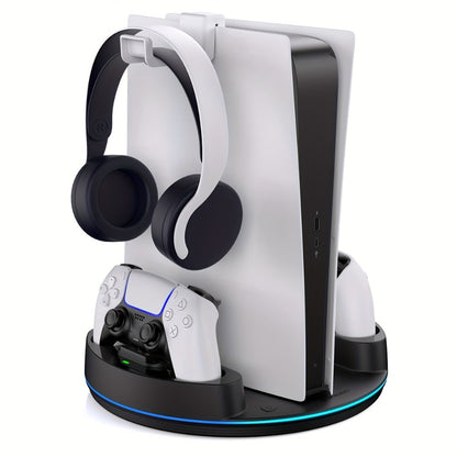 PS5 Charging Station with RGB Light Stand for PS5 Slim PS5 Pro - Fast Dual Controller Charger Compatible with All PlayStation 5 Console Models