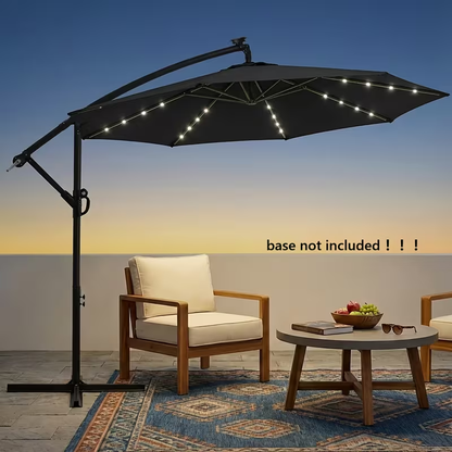 Offset Cantilever Umbrella 10FT Solar LED UPF50+ Easy Tilt Crank