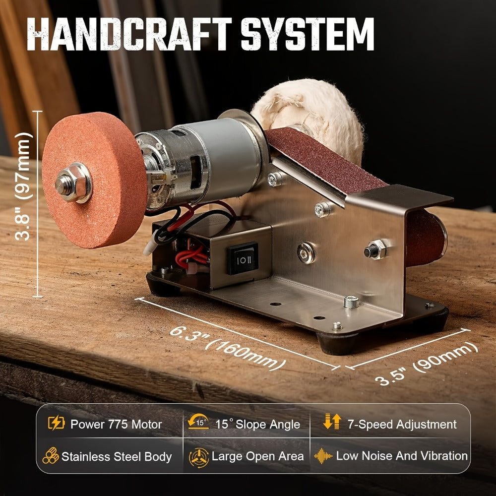 Mini Belt Sander 15° Angle - 7-Speed Electric Belt Grinder Knife Sharpener Kit with 30 Sanding Belts for Metal, Woodworking & Knife Making