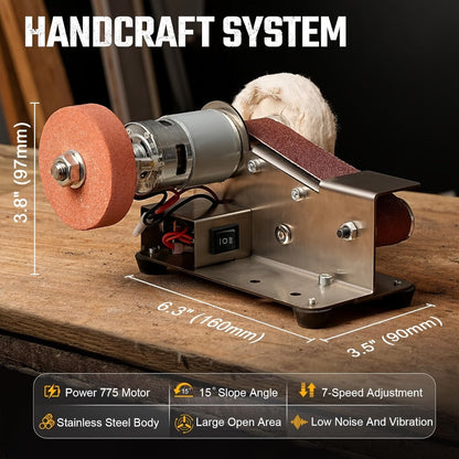 Mini Belt Sander 15° Angle - 7-Speed Electric Belt Grinder Knife Sharpener Kit with 30 Sanding Belts for Metal, Woodworking & Knife Making