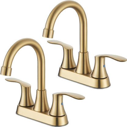 Centerset Bathroom Faucet 2 Handle 4 Inch - Dual Handle Vanity Sink Faucet with Pop-Up Drain & Supply Lines