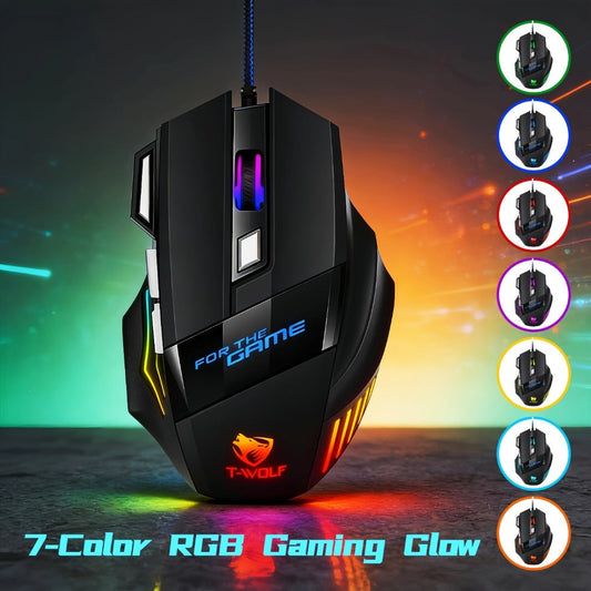 Programmable RGB Gaming Mouse Wired Ergonomic Pro-Grade with Turbo Click Multi-Mode DPI Sensitivity Dynamic RGB Lighting Forward Back Buttons USB Plug & Play for PC Laptop Mac Multiple Models