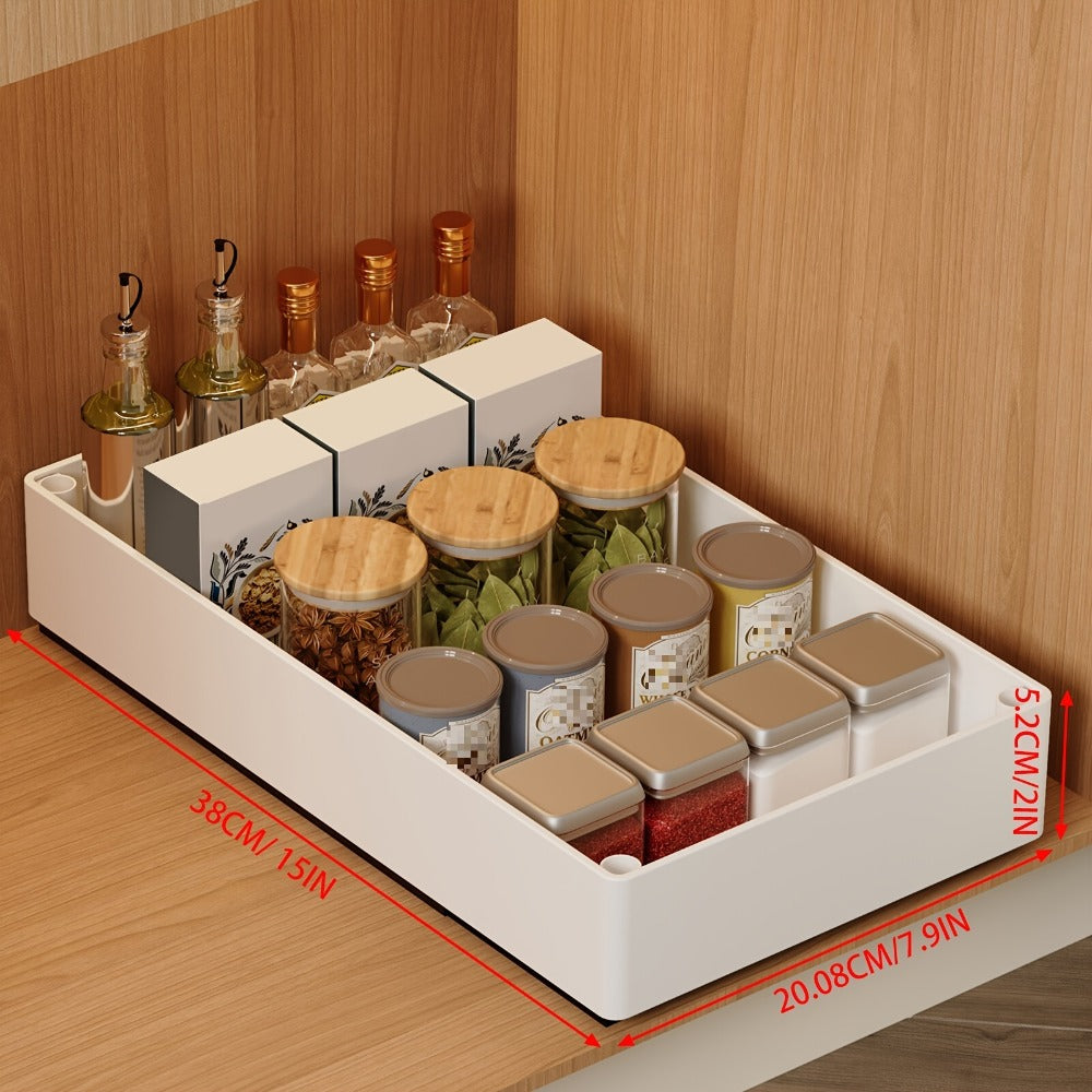 Pull-Out Cabinet Organizer with Sliding Storage Tray in White, Black or Grey for Shelf Organization