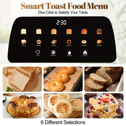 Four-Slice Long-Slot Toaster with Touchscreen, Six Browning Levels, Digital Timer and White or Black Finish