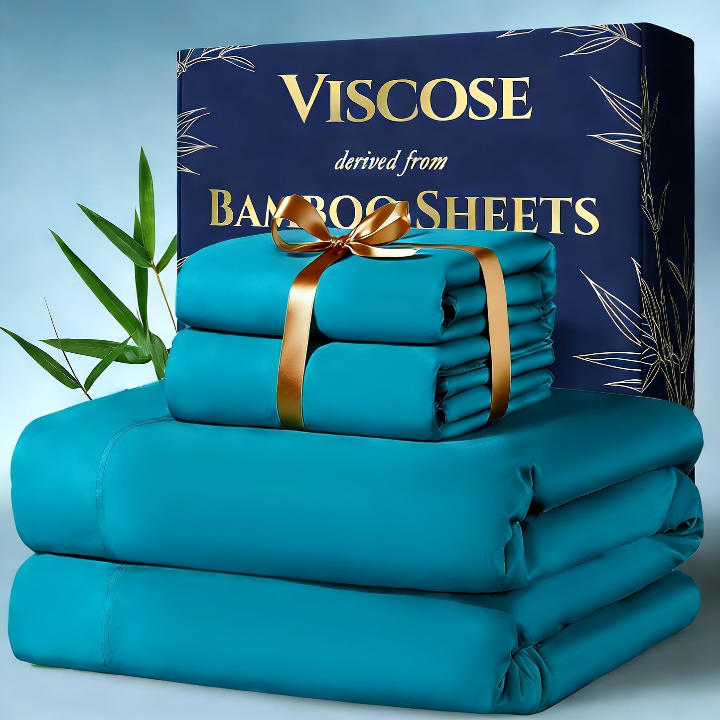 Viscose-from-Bamboo Four-Piece Sheet Set with Deep-Pocket Fitted Sheet, Twin to King Sizes and 12 Colors
