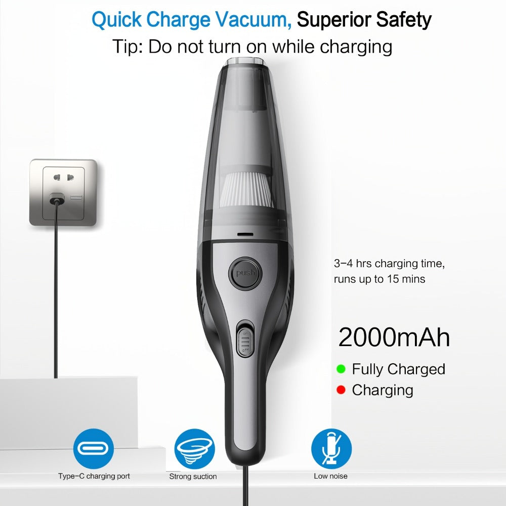 Handheld Vacuum Cleaner with 5KPa Suction, Rechargeable Battery, Crevice Tool and Six Color Bundles
