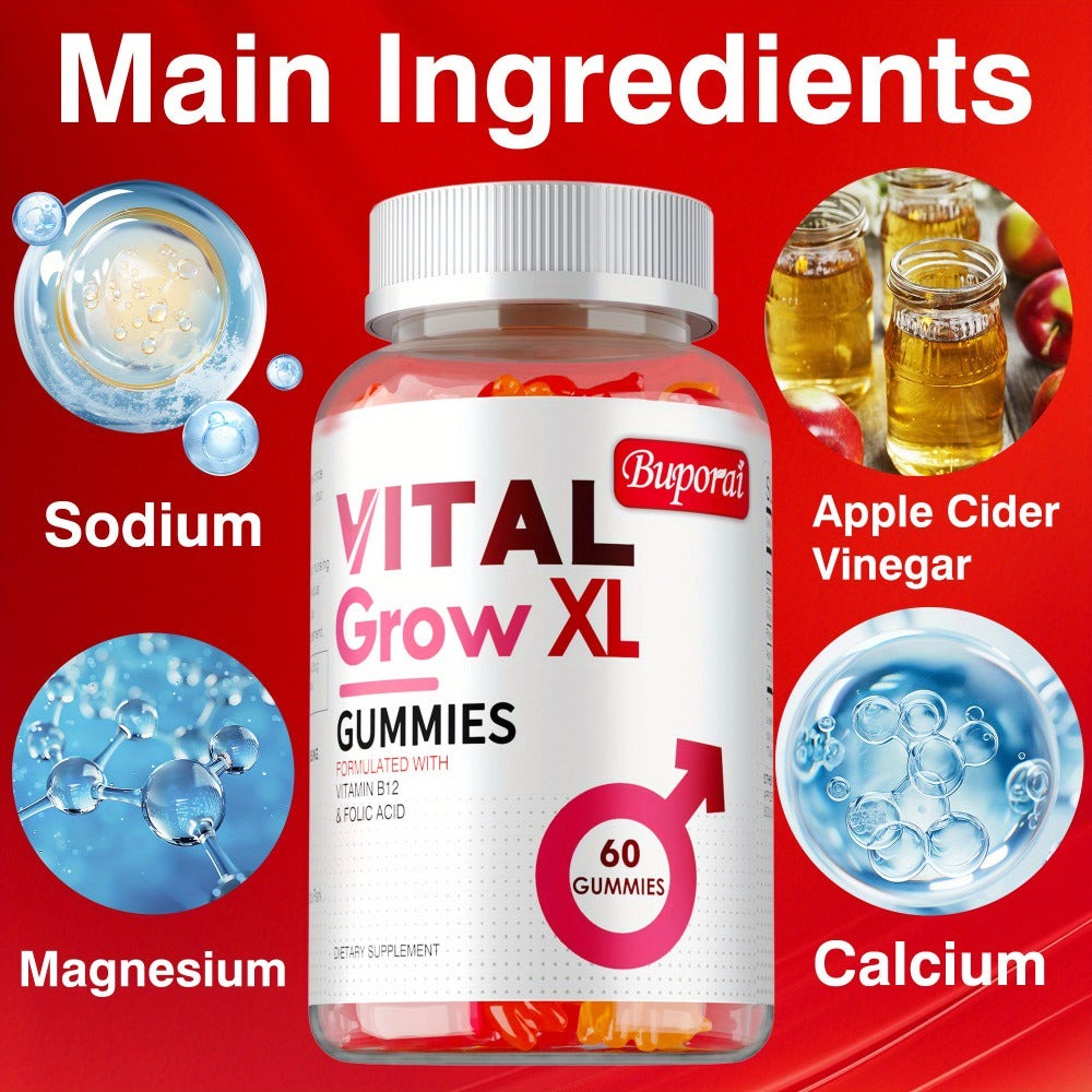 Dietary Supplement Men’s Gummies with Sodium, Calcium and Magnesium in a 60-Count Bottle for Daily Supplement Routines