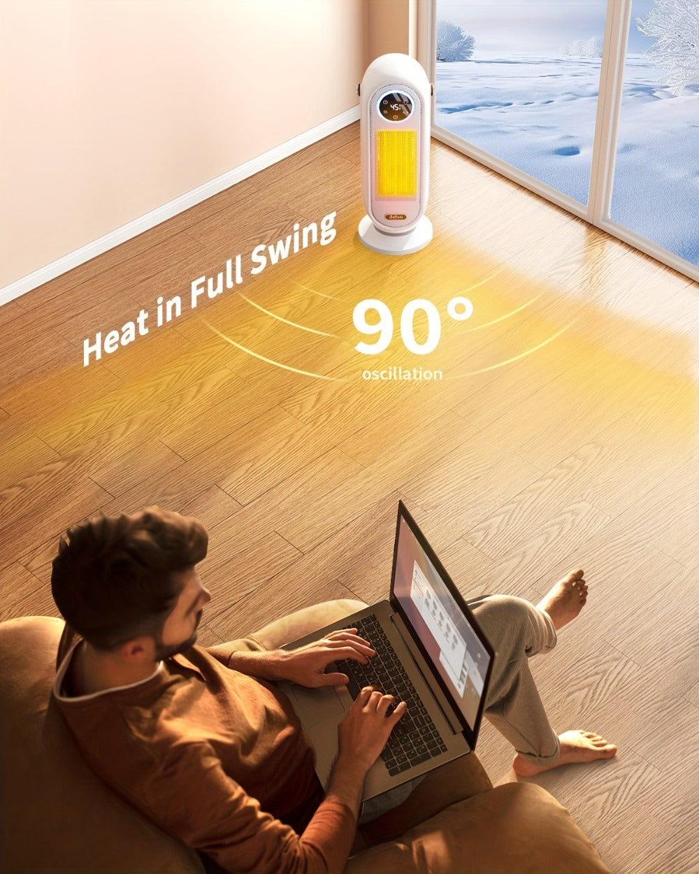 1500W Oscillating Tower Space Heater in Black or White with Digital Remote or Knob Controls