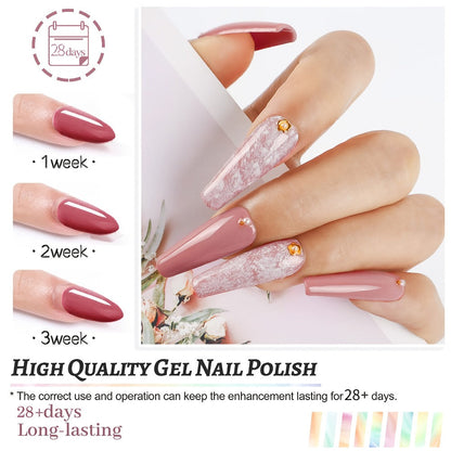 Gel Nail Polish 36-Piece Kit with 32 Colors, Base Coat and Three Top Coat Finishes for Home and Salon Use