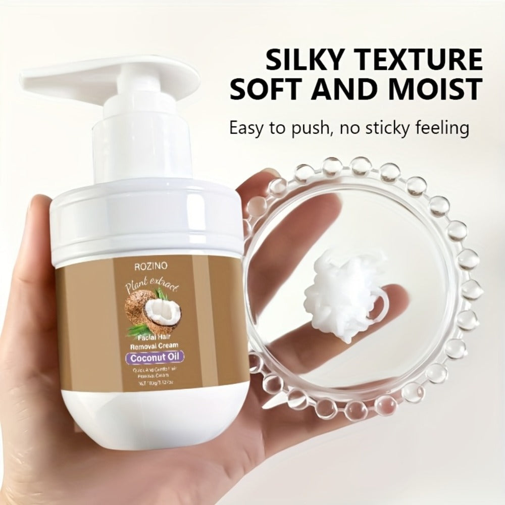 Hair Removal Cream ROZINO 100g Coconut Essence and Aloe Pump Jar with Carton for External Body Grooming
