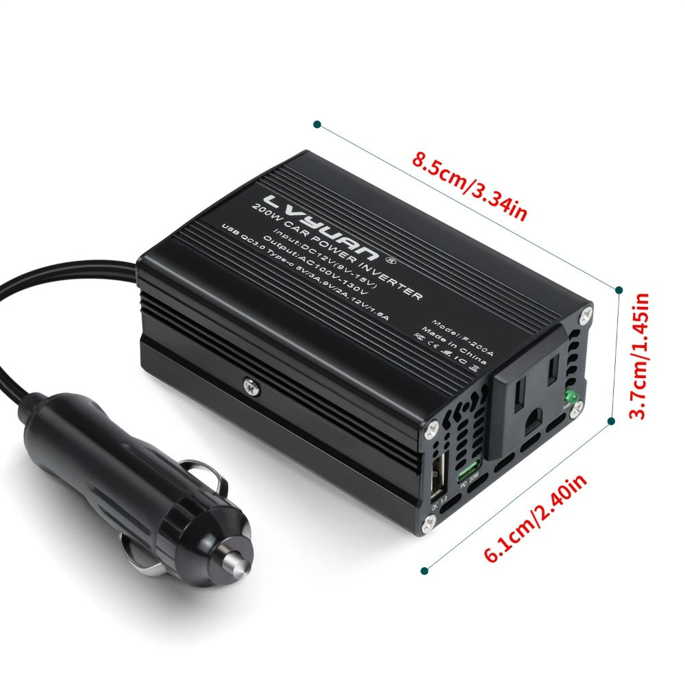 Car Power Inverter 500W 12V to 110V AC Outlet Converter with QC3.0 USB Port for Vehicle Boat Truck RV Portable Auto Power Adapter 200W Rated American Standard Socket Black Red