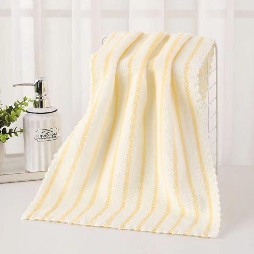 Towel Set 5-Pack 500GSM Coral Fleece Face Towels in Solid, Striped and Five-Color Options for Home and Guest Use