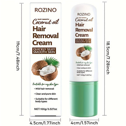 Hair Removal Cream ROZINO 100g Coconut and Squalane Tube with Carton for External Body Grooming
