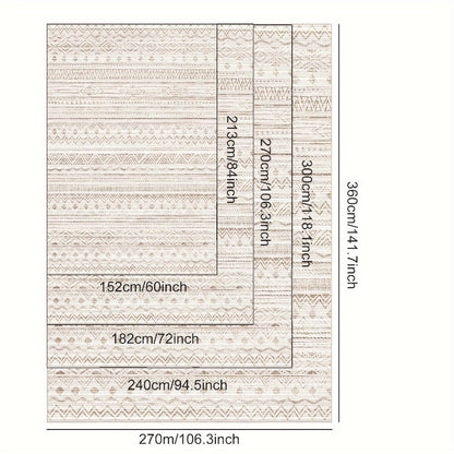 Moroccan and Boho Low-Pile Area Rug in Four Patterns with 59 x 82.6-Inch to 106.2 x 141.7-Inch Sizes
