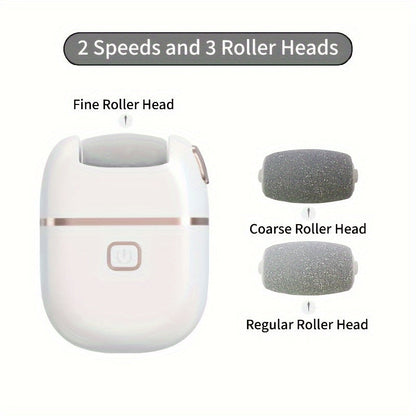 Rechargeable Electric Foot File with Two or Three Roller Heads in White Standard or Pink Upgraded Checkout