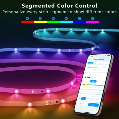 RGB LED Light Strip 50ft 100ft 130ft 16 Million Colors Music Sync – App & 24-Key Remote Control, Color Changing LED Strips for Bedroom, Game Room, Dorm & Party Decoration