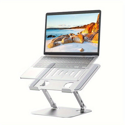 Laptop Stand Adjustable Aluminum Alloy Foldable Portable Ergonomic Desk Riser Compatible with 10 to 16.5 Inch Laptop MacBook Notebook Tablet Computer Stand Holder for Home Office – Black & Silver