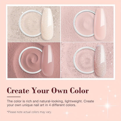 Dip Powder Nail Kit 4 Colors Glitter Nude Shades French Manicure Set with Base Coat Top Coat Activator No Lamp Needed Long Lasting Salon Quality Gift for Women
