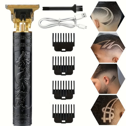 Beard Trimmer for Men USB Rechargeable Zero Contour Precision Edger Lithium Battery — Hair Clipper with Limit Comb ABS Body for Beard Facial Hair Body Grooming, Gold Black Bronze Home & Travel