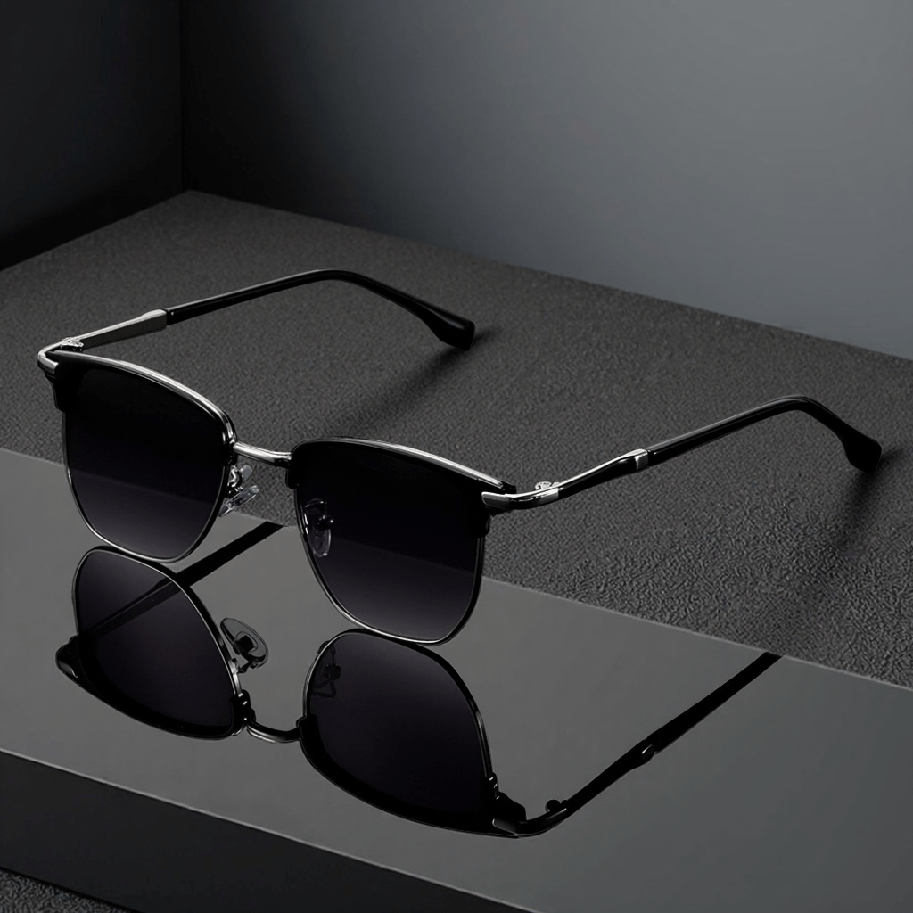 Sunglasses for Men - Semi-Rim UV400 for & Women Retro Half Frame Vintage Tinted Lens Eyewear - product detail view 12