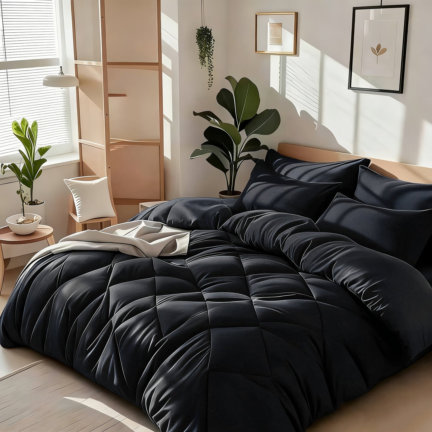 Diamond-Grid Microfiber Comforter Set with Pillowcases, 14 Color or Code Options and Twin, Queen or King Sizes
