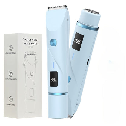 Electric Bikini Trimmer for Women 2-in-1 Dual Head with Digital Display — Wet & Dry Painless Hair Removal for Bikini Line, Legs & Underarms, Rechargeable Cordless Shaver
