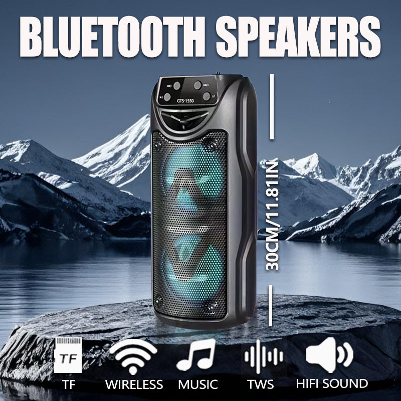 10 Inch Portable Bluetooth Speaker with RGB LED Lights & FM Radio - Heavy Bass Dual Drivers, USB Charging, Outdoor Camping Speaker, Holiday Gift for Family Friends