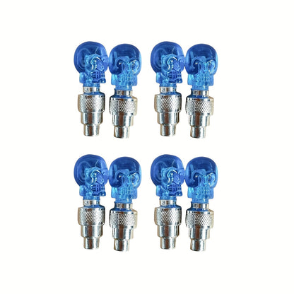 LED Tire Valve Stem Light Sets in 4-, 8- or 16-Piece Blue, Green, Red, Mixed and Skull-Top Configurations