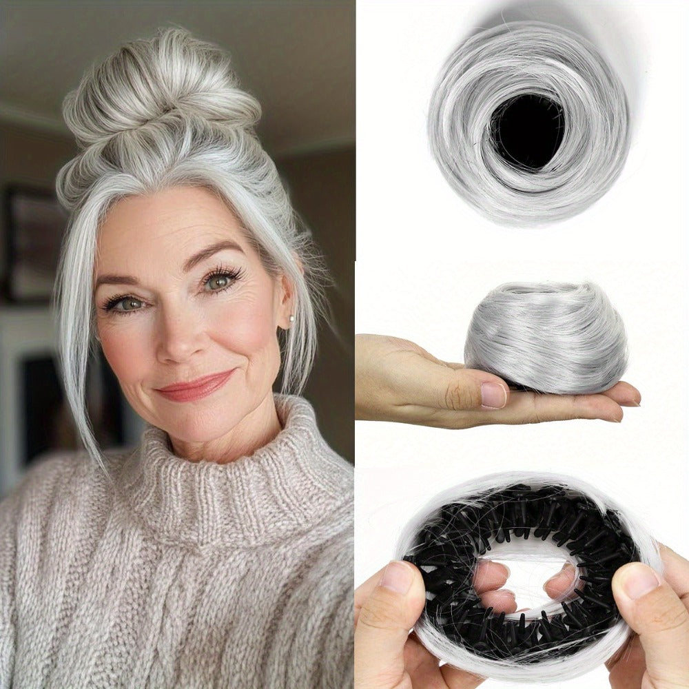 Hair Accessories Four-Inch Curly Bun Hair Piece in Six Synthetic Fiber Colors for Updo Styling