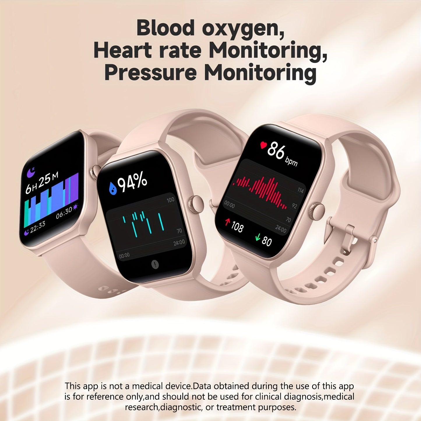 Smart Watch 1.95-Inch TFT Display with Custom Photo Faces, Calling and Three Band Color Options